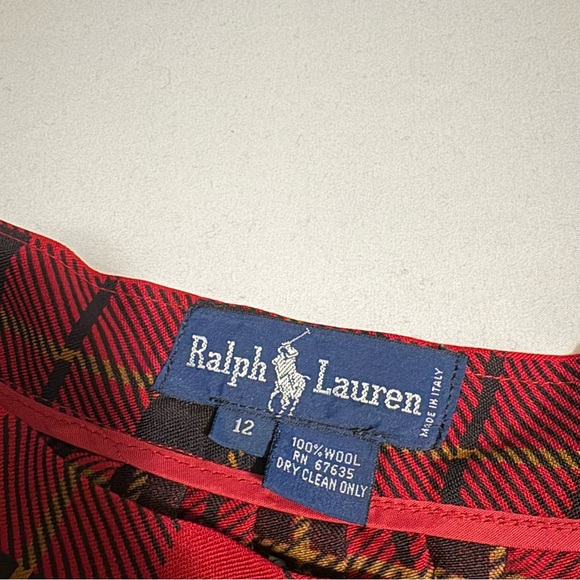 Vintage Ralph Lauren Wool Midi Skirt Pheasant Hunt Pleated 80s A-line Country - Picture 3 of 12